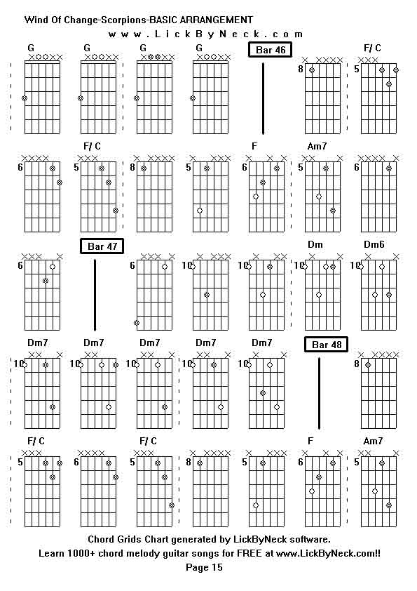 Chord Grids Chart of chord melody fingerstyle guitar song-Wind Of Change-Scorpions-BASIC ARRANGEMENT,generated by LickByNeck software.